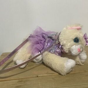 Poochie & Co. Lavender Sequin Plush Cat-Shaped Purse